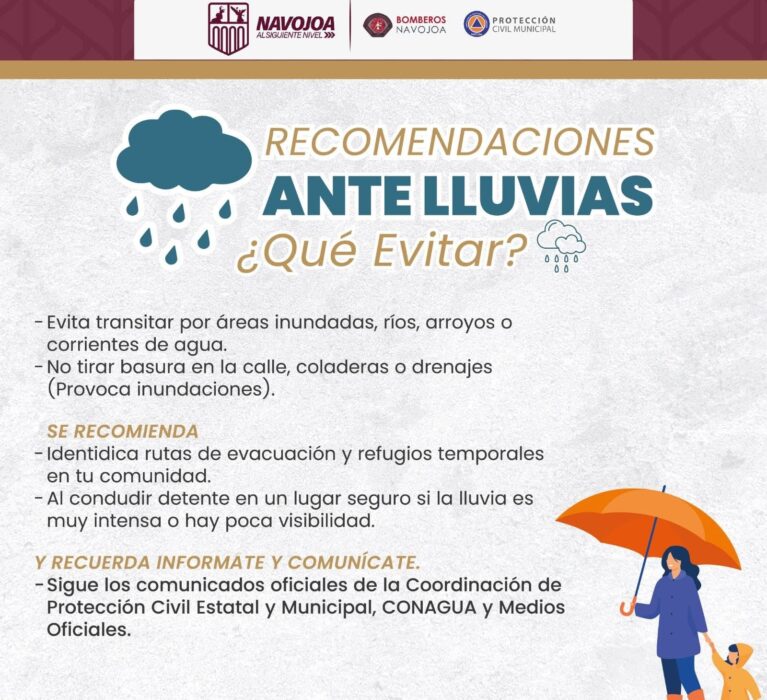 PIDEN A NAVOJOENSES TOMAR PRECAUCIONES POR LLUVIAS DE “LORENA”